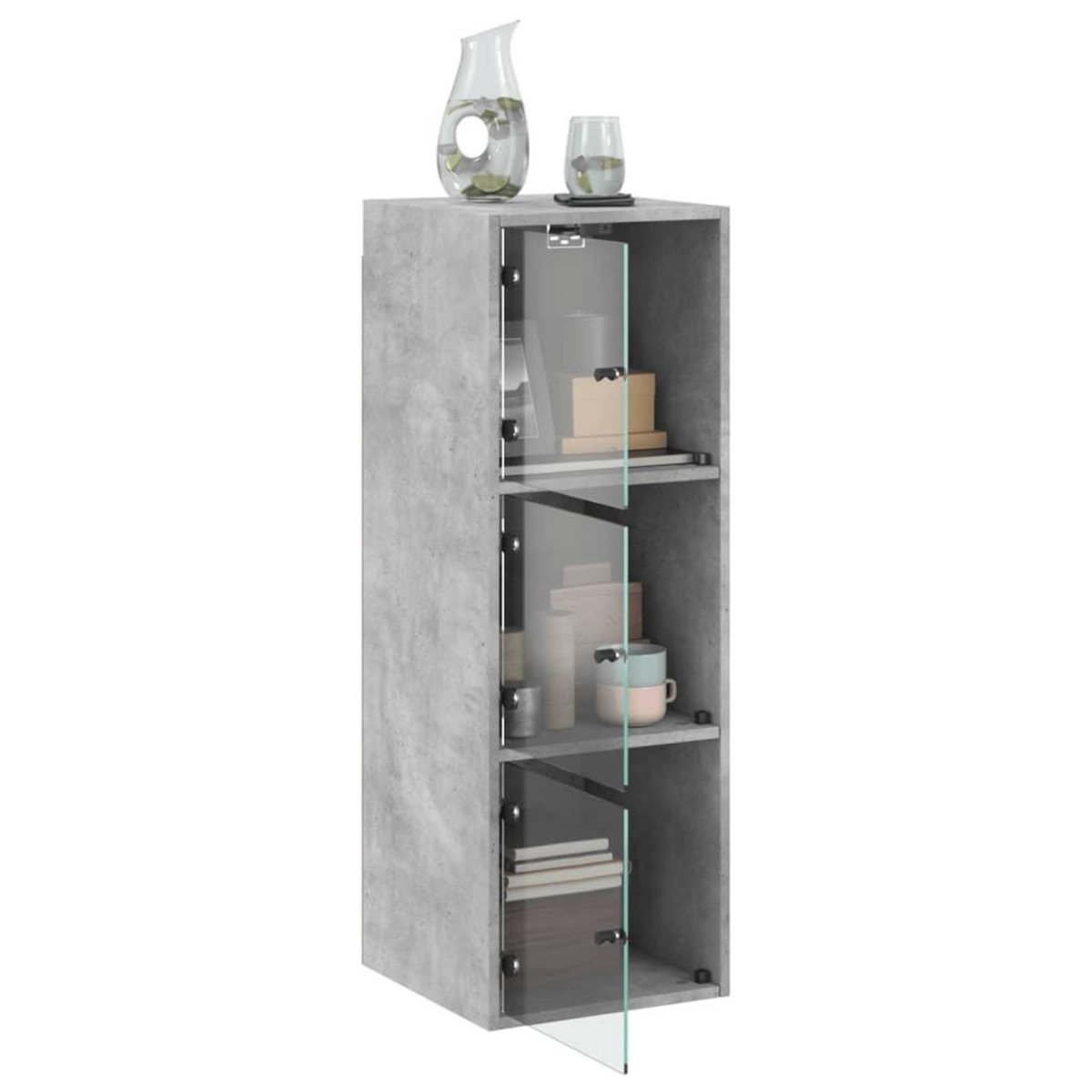 VIDAXL Armoire murale avec portes en verre gris beton 35x37x100 cm