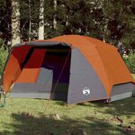 VIDAXL Tente familiale et porche 6 personnes gris orange impermeable