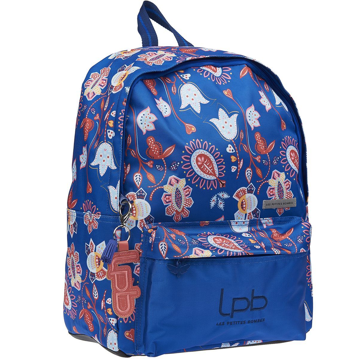 LES PETITES BOMBES Sac à dos 1 compartiment bleu motifs fleurs