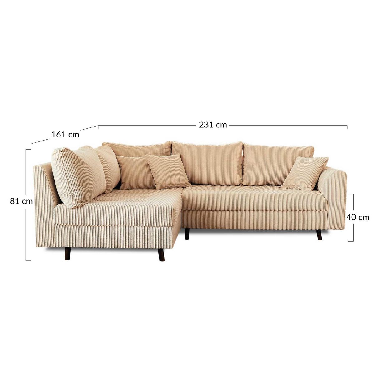 LISA DESIGN Rune - canapé d'angle gauche - 4 places - en velours côtelé