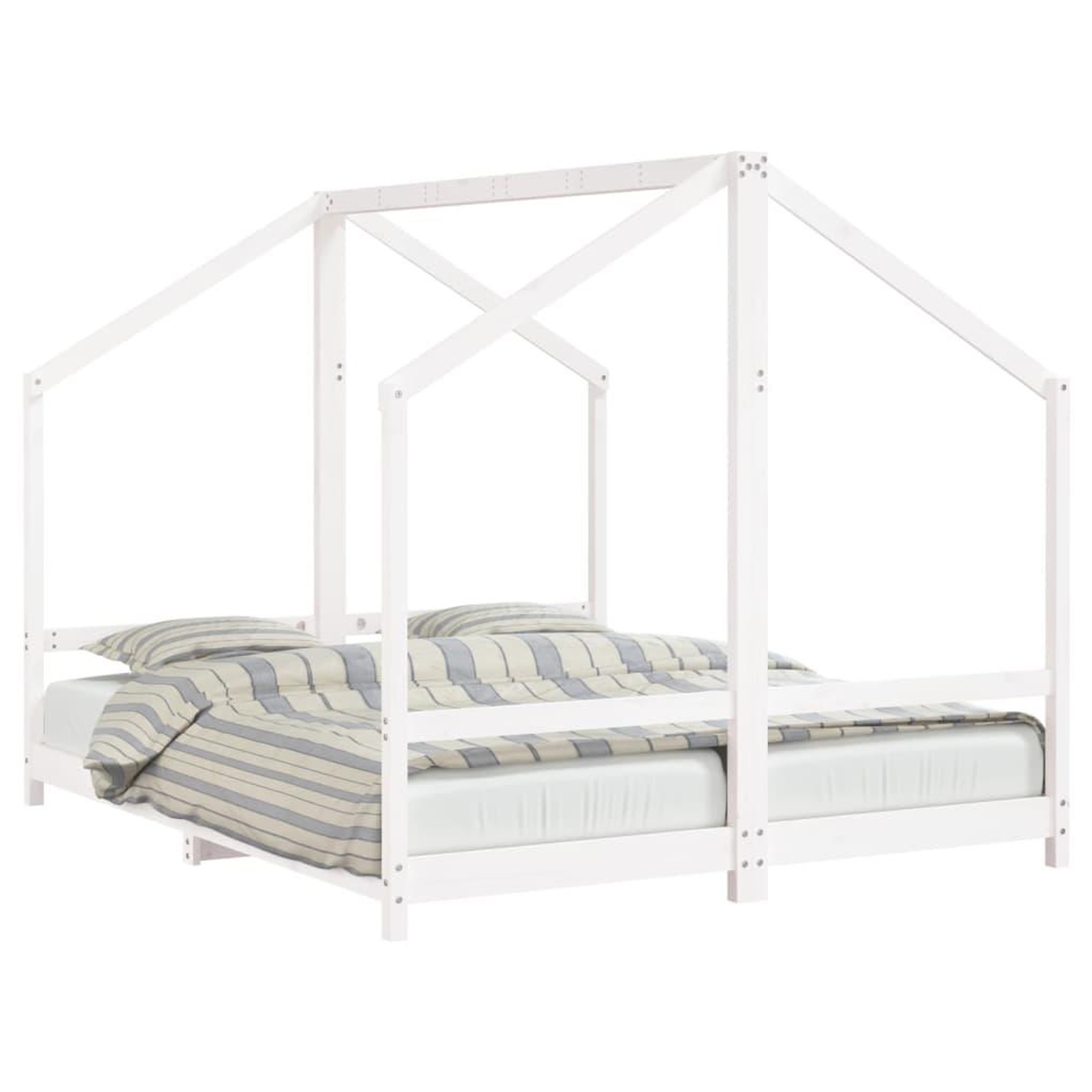 Voir la diapositive 2 : VIDAXL Cadre de lit d'enfant blanc 2x(80x200) cm bois de pin massif