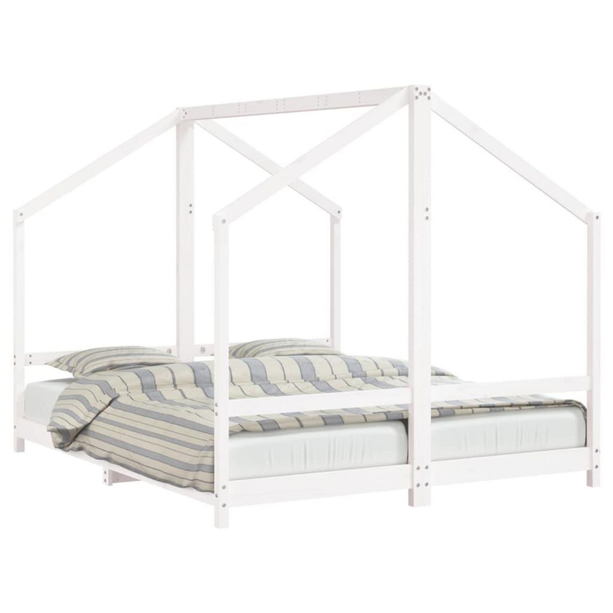 VIDAXL Cadre de lit d'enfant blanc 2x(80x200) cm bois de pin massif