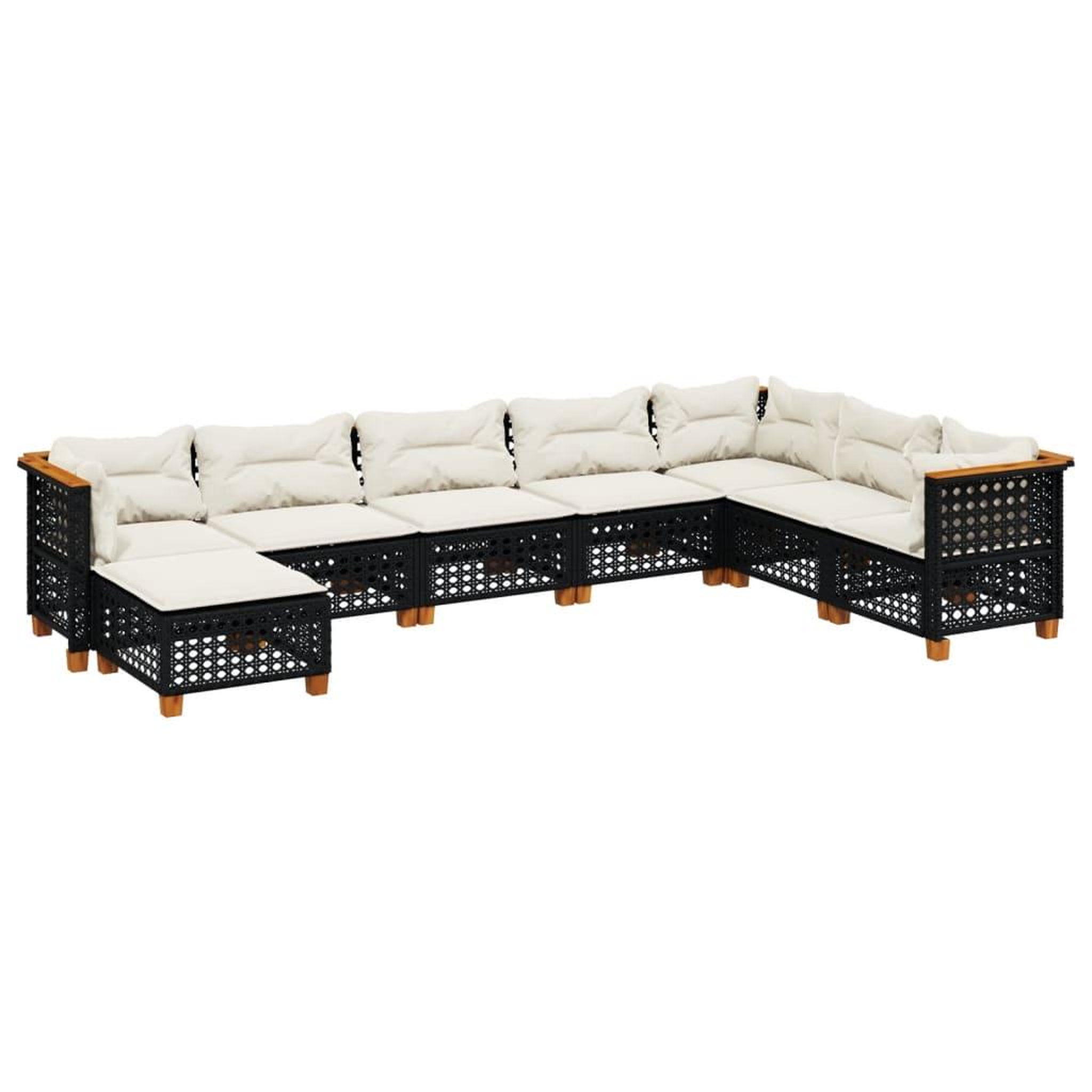 Voir la diapositive 2 : VIDAXL Salon de jardin 8 pcs avec coussins noir resine tressee