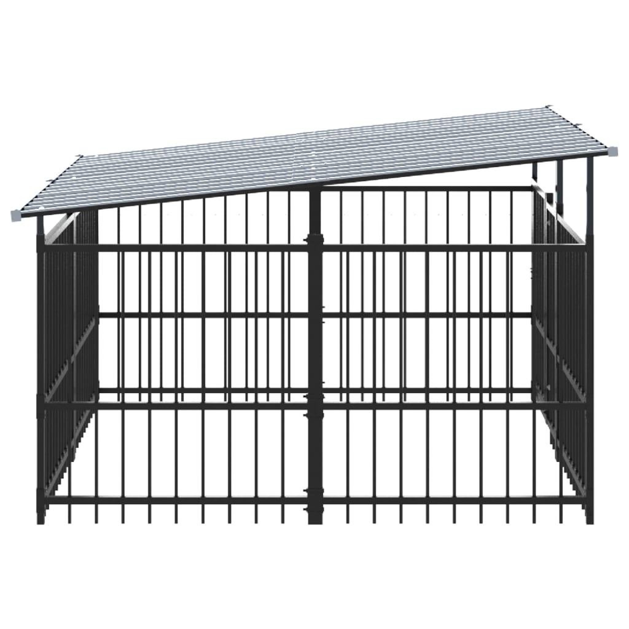 Voir la diapositive 4 : VIDAXL Chenil d'exterieur avec toit pour chiens Acier 3,75 m²