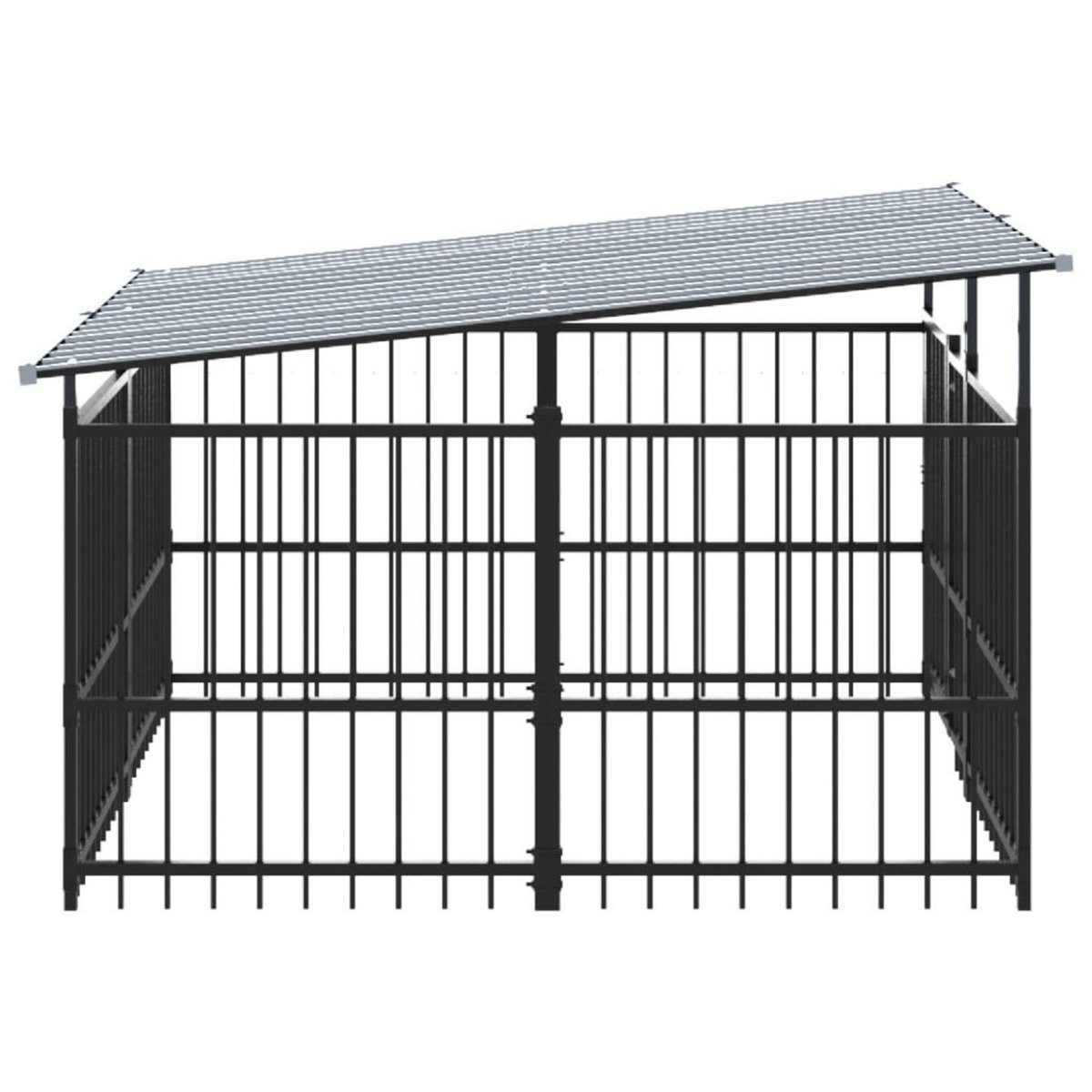 VIDAXL Chenil d'exterieur avec toit pour chiens Acier 3,75 m²