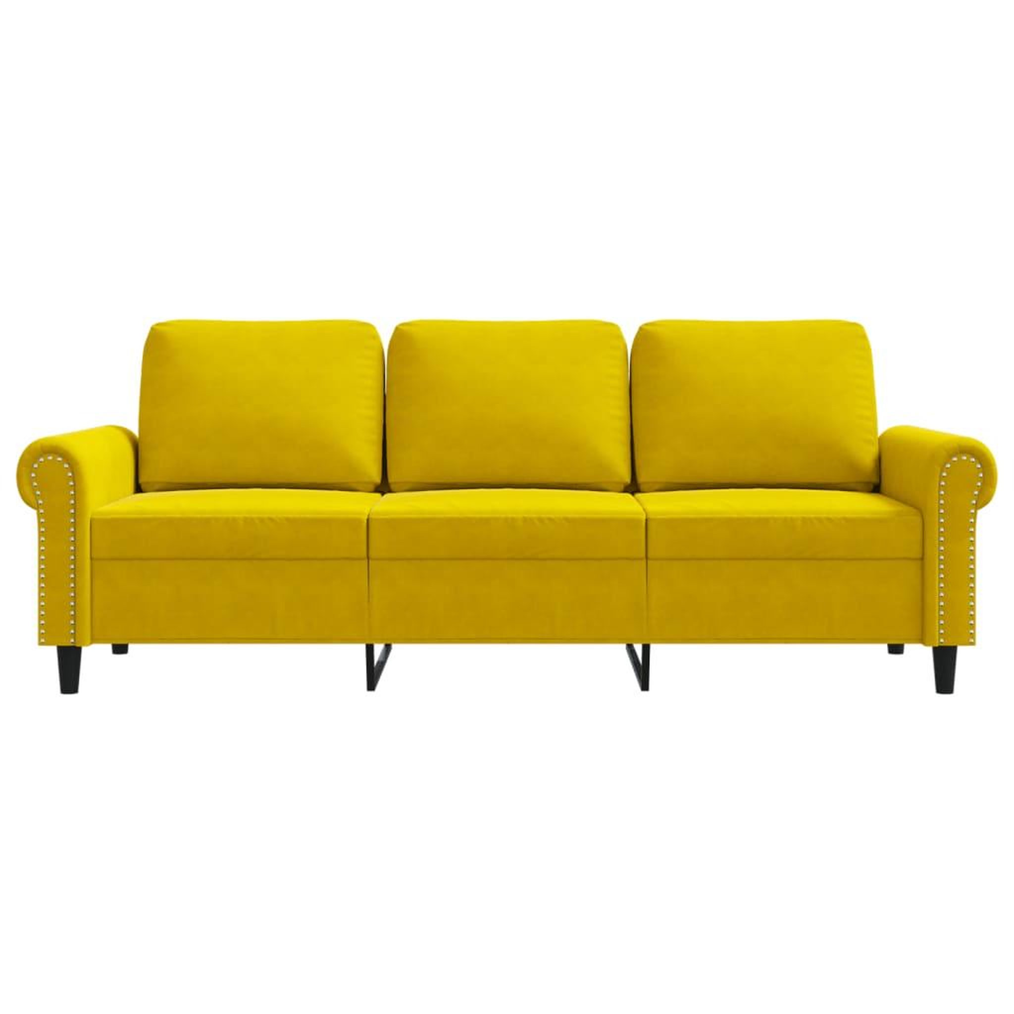 Voir la diapositive 4 : VIDAXL Canape a 3 places Jaune 180 cm Velours