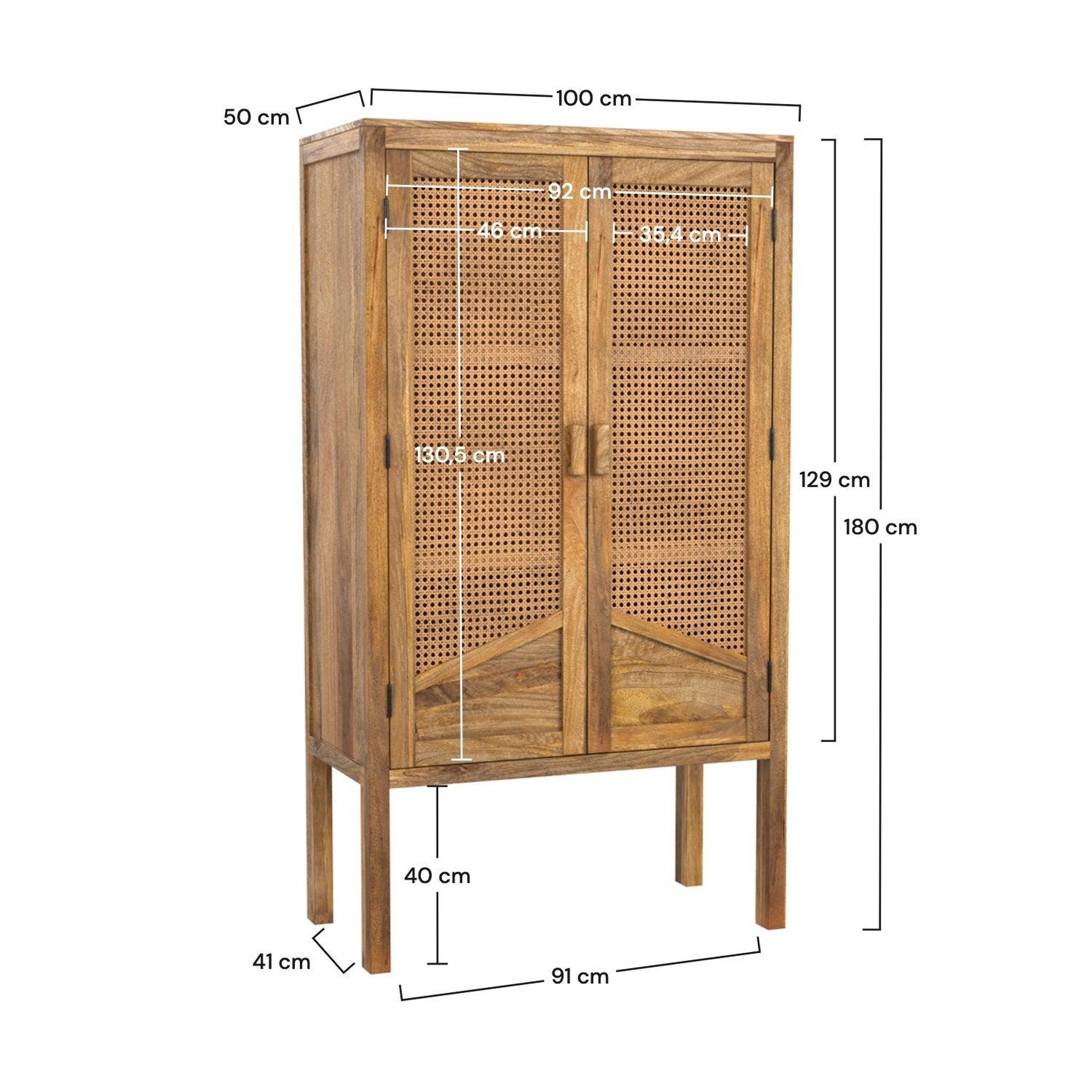 Voir la diapositive 4 : MAISON PAVANE Armoire en cannage et bois de manguier et cannage-Tiki