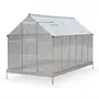 SWEEEK Serre de jardin Sapin en polycarbonate 7m² avec base. 2 lucarnes de toit. gouttière.  Polycarbonate 4mm
