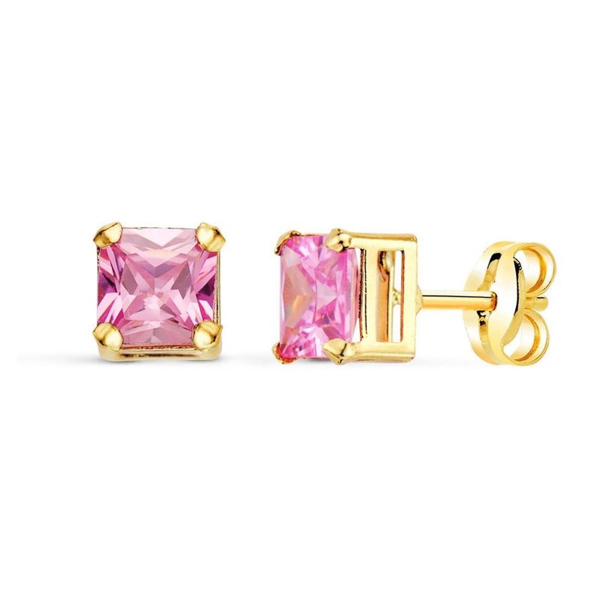 L'ATELIER D'AZUR Boucles d'Oreilles Or 18 Carats 750/000 - Zirconiums Roses