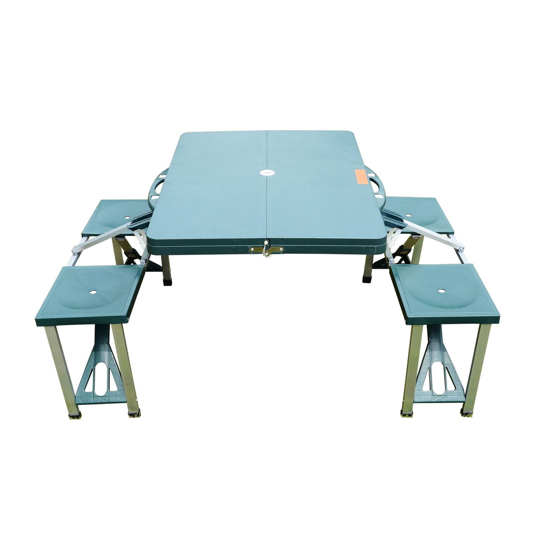 Voir la diapositive 2 : OUTSUNNY Table de camping pique nique pliante portable 4 personnes 85L x 65l x 65H cm aluminium plastique vert