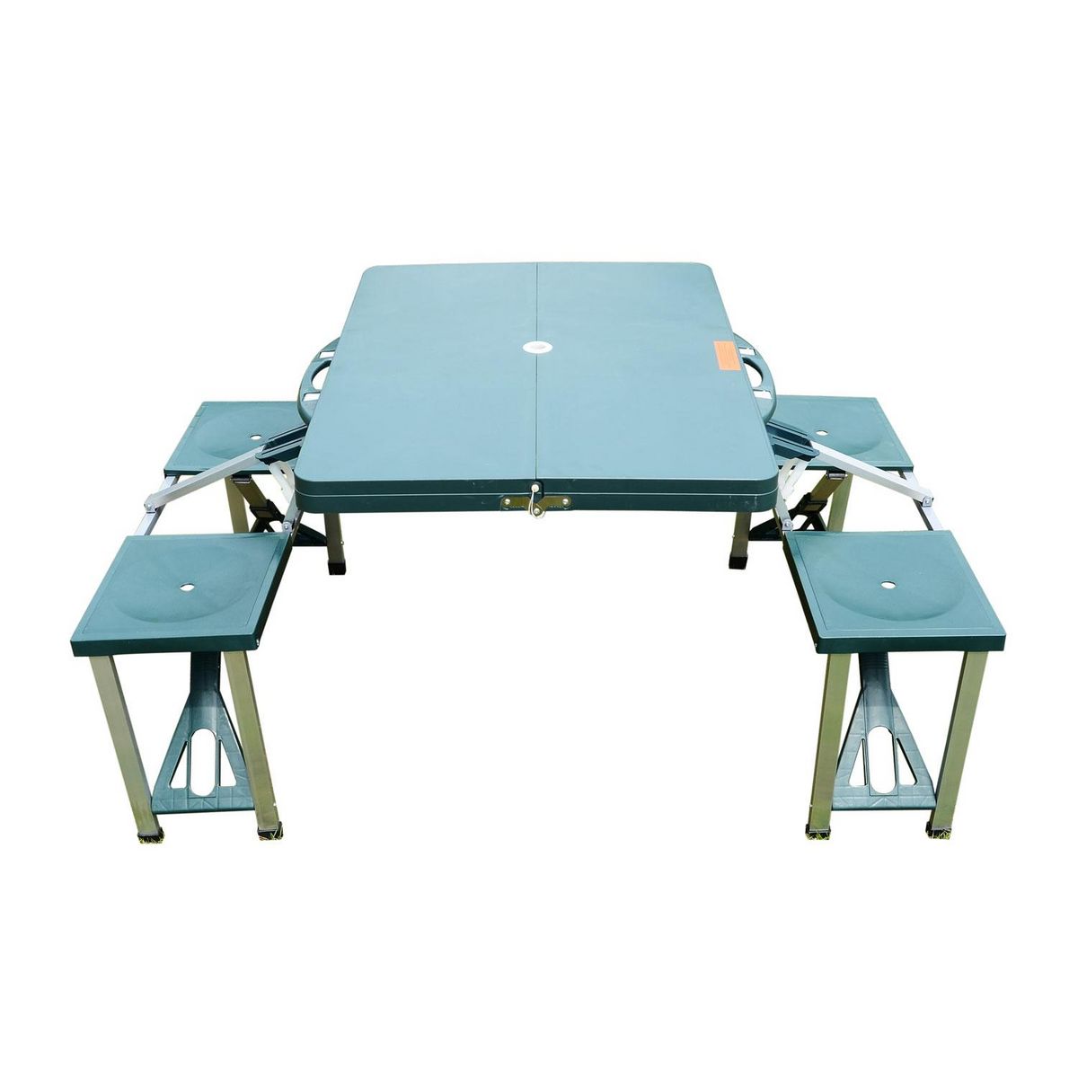 OUTSUNNY Table de camping pique nique pliante portable 4 personnes 85L x 65l x 65H cm aluminium plastique vert
