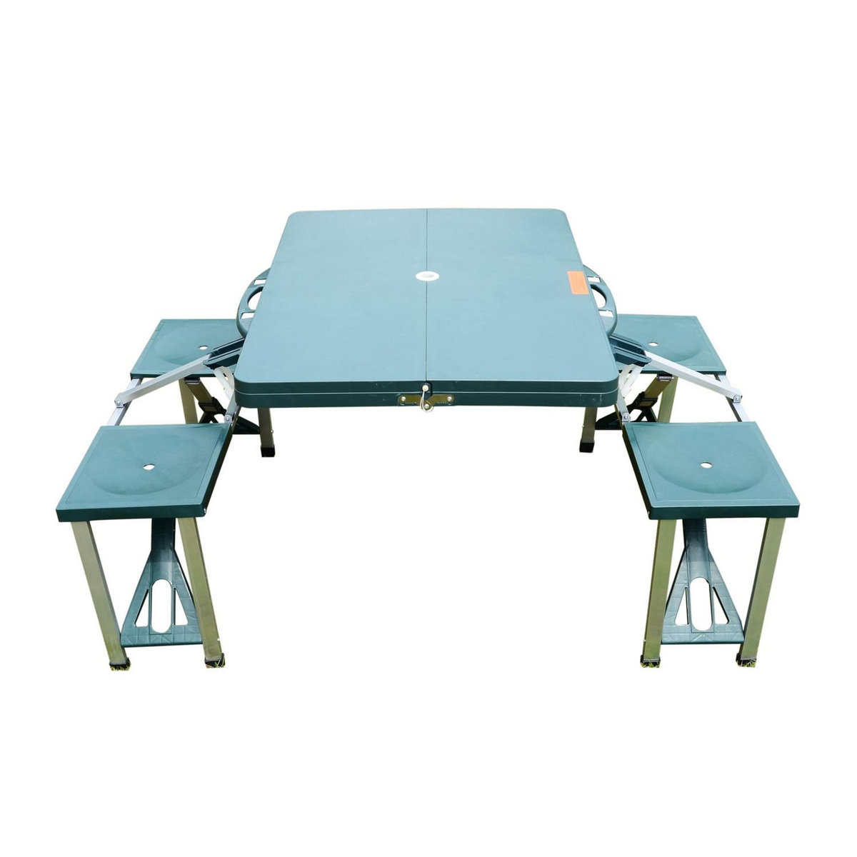 OUTSUNNY Table de camping pique nique pliante portable 4 personnes 85L x 65l x 65H cm aluminium plastique vert