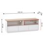 Voir la diapositive 4 : VS VENTA-STOCK Meuble tv Bob 3 tiroirs 2 niches blanc/chêne, bois massif