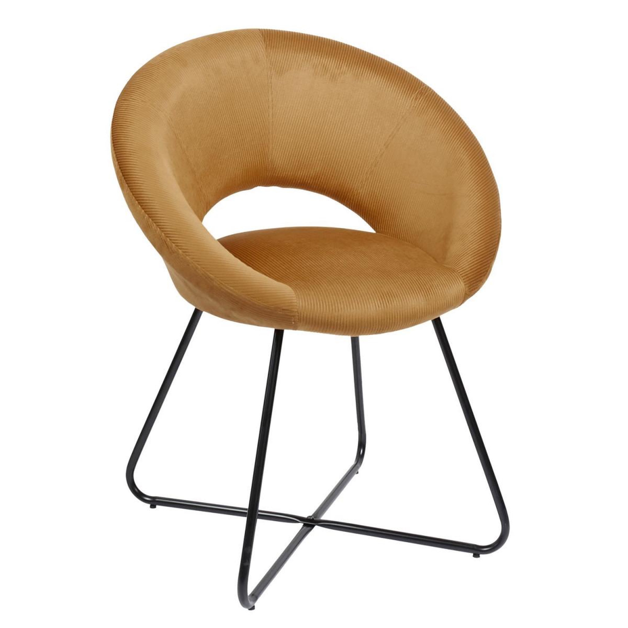 Voir la diapositive 3 : The Home Deco Factory Fauteuil design velours côtelé  giulia  84cm jaune
