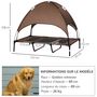 Voir la diapositive 3 : PAWHUT Lit pour chien chat sur pied velum anti-UV tissu Oxford micro-perforé sac transport inclus marron