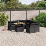 VIDAXL Salon de jardin 9 pcs avec coussins noir resine tressee
