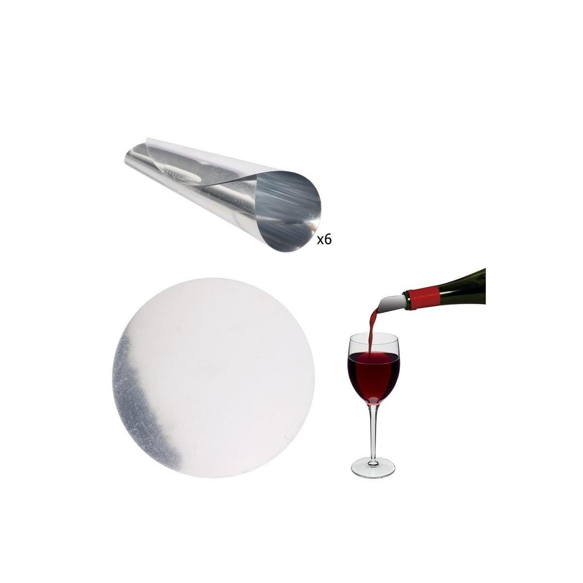 Voir la diapositive 4 : COOK CONCEPT Lot de 6 stop-gouttes  vins  7cm argent