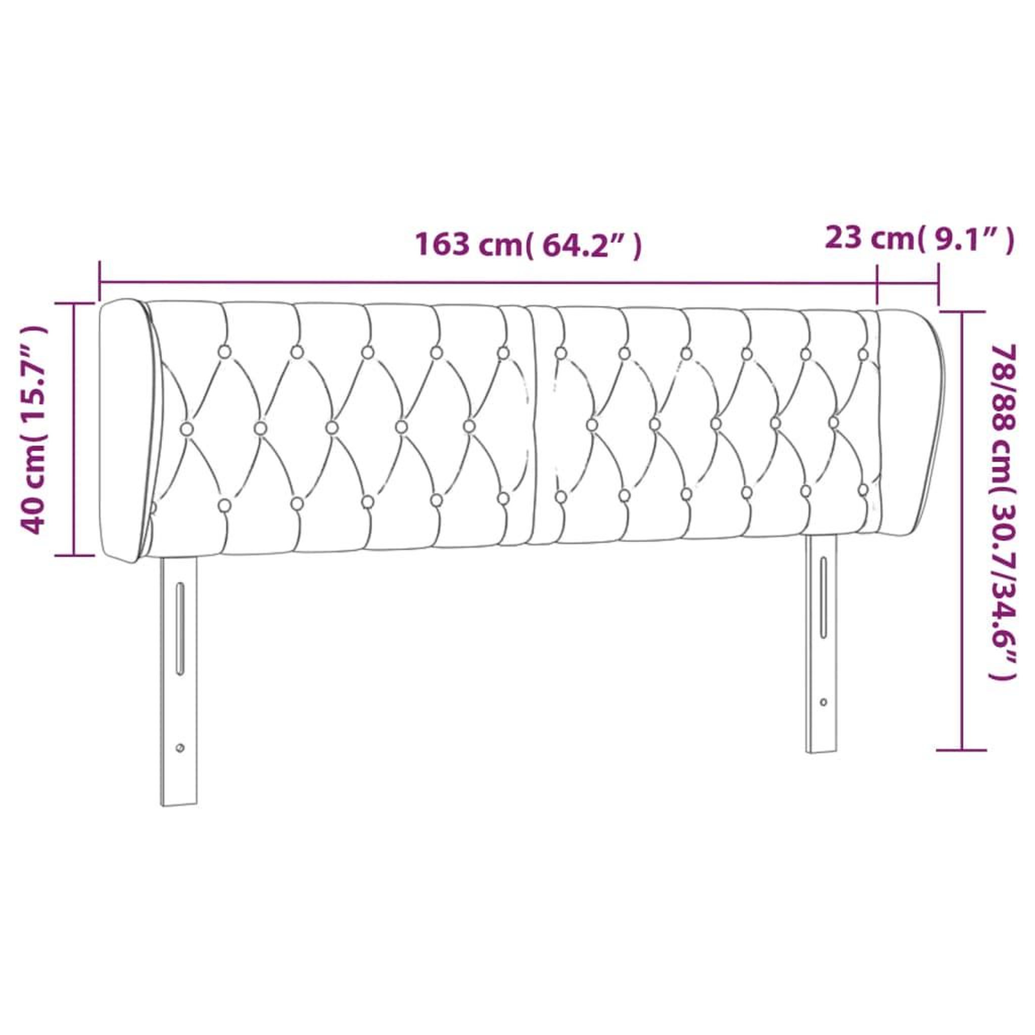Voir la diapositive 6 : VIDAXL Tete de lit avec oreilles Taupe 163x23x78/88 cm Tissu