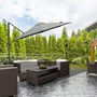 Voir la diapositive 4 : OUTSUNNY Parasol déporté octogonal inclinable rotatif 360° manivelle piètement acier mât alu. dim. Ø 2,95 x 2,5H m polyester haute densité gris