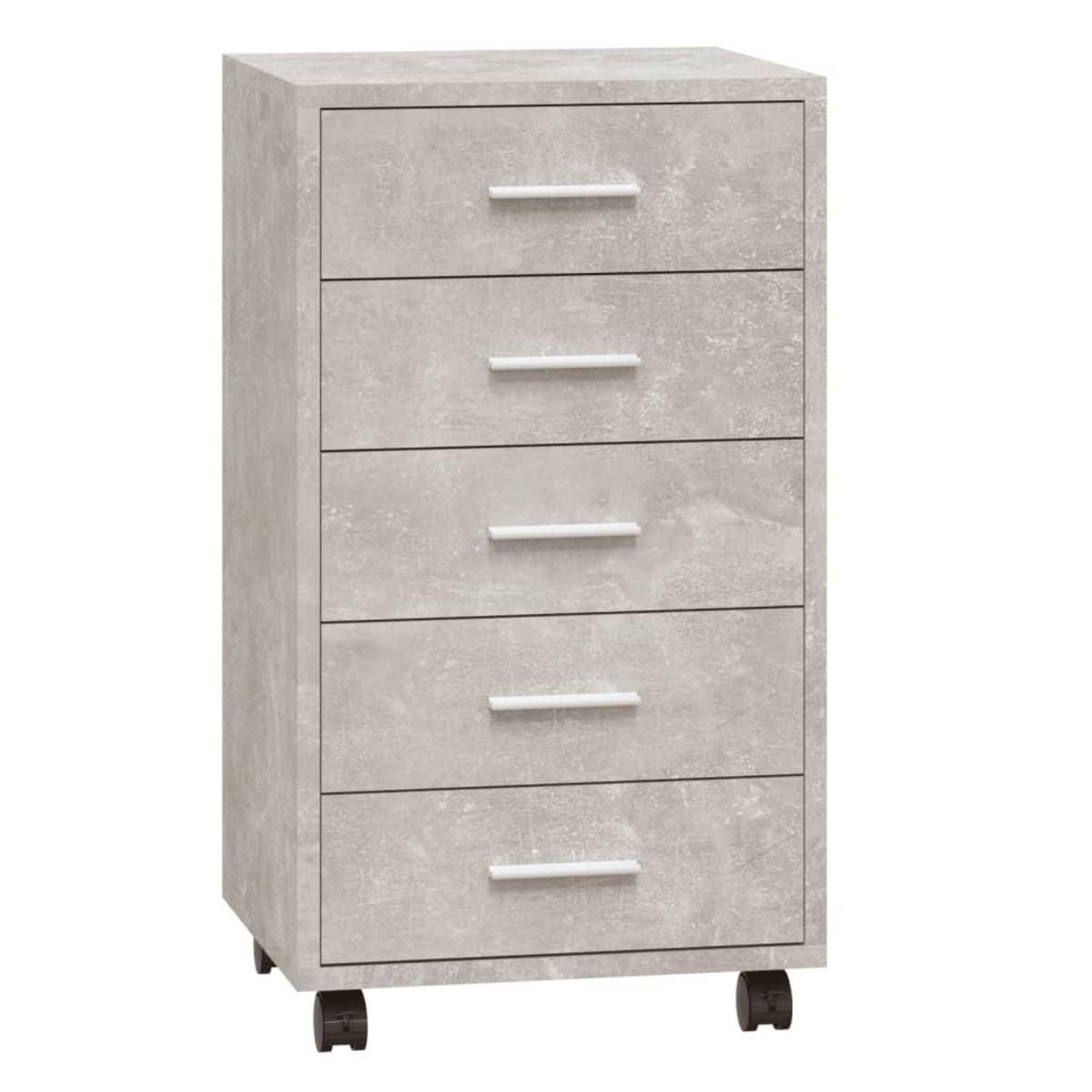 VIDAXL Armoire a tiroirs avec roulettes Gris beton Bois d'ingenierie