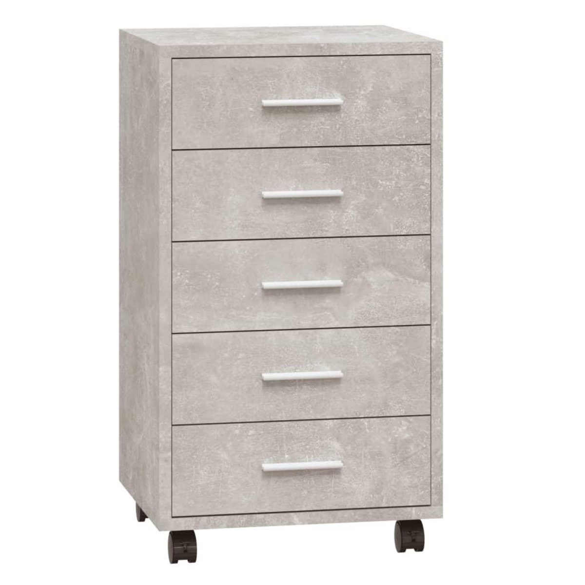 VIDAXL Armoire a tiroirs avec roulettes Gris beton Bois d'ingenierie