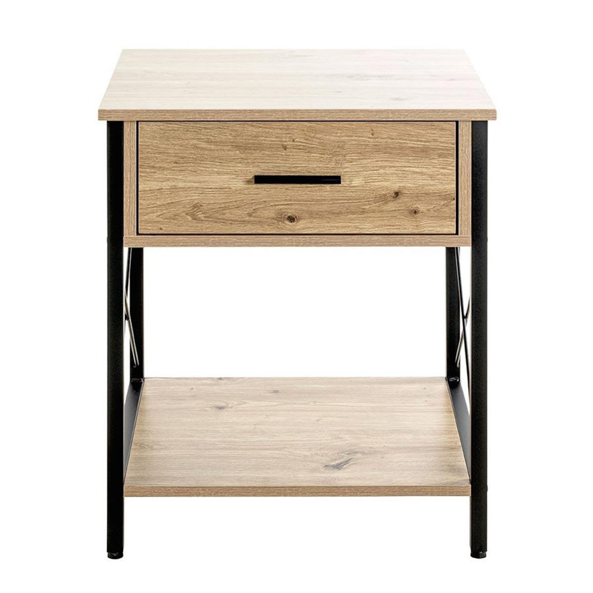 Paris Prix Table de Chevet 1 Tiroir  Jodi  60cm Naturel & Noir