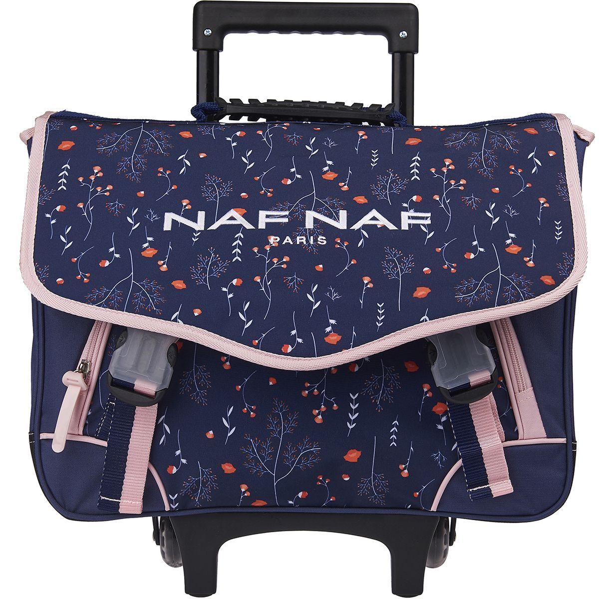 Naf Naf Cartable à roulettes 41 cm CM1/CM2 bleu et rose motif
