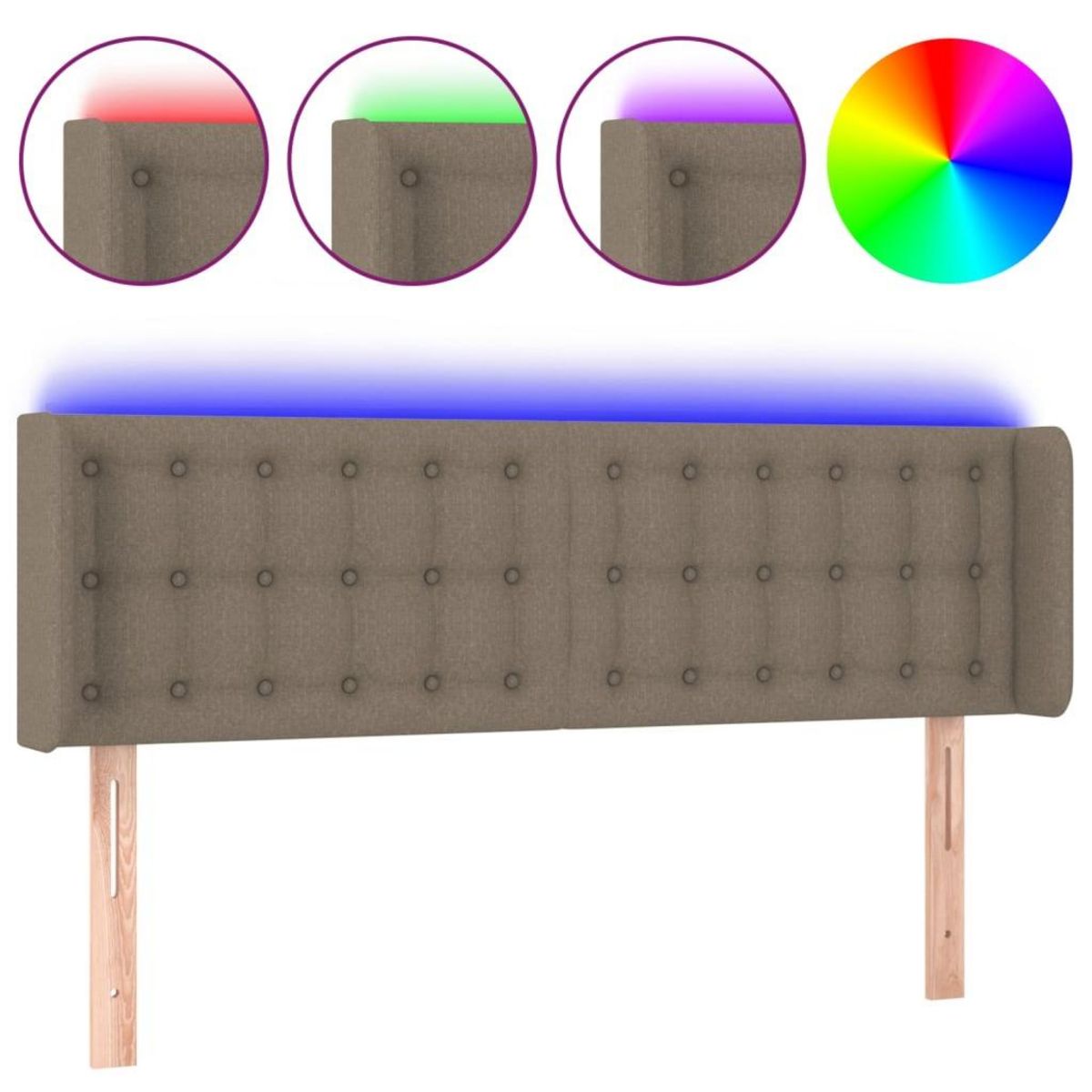 VIDAXL Tete de lit a LED Taupe 147x16x78/88 cm Tissu