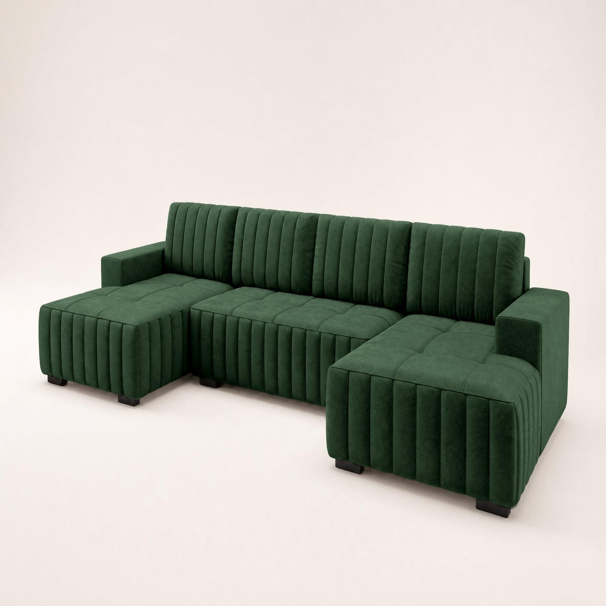 Voir la diapositive 3 : BEST MOBILIER Lazare - canapé panoramique en u 7 places convertible avec coffre en velours