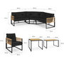 Voir la diapositive 6 : ID MARKET Salon de jardin bas RIO 8 places salon d'angle structure métal et cordage effet rotin clair et coussins noir