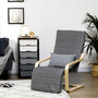 Voir la diapositive 2 : HOMCOM Fauteuil style nordique - repose-pied réglable - déhoussable - bois de bouleau tissu gris
