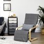 Voir la diapositive 2 : HOMCOM Fauteuil style nordique - repose-pied réglable - déhoussable - bois de bouleau tissu gris