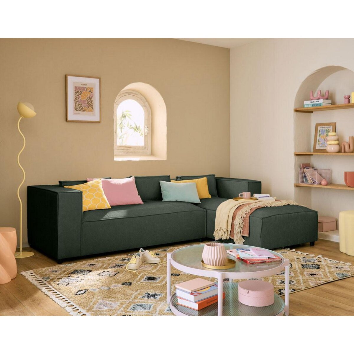 LISA DESIGN Stella - canapé d'angle droit - 4 places - en tissu texturé