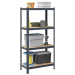 VIDAXL Etagere de rangement 4 niveaux Anthracite Acier bois ingenierie