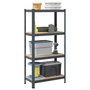 Voir la diapositive 1 : VIDAXL Etagere de rangement 4 niveaux Anthracite Acier bois ingenierie