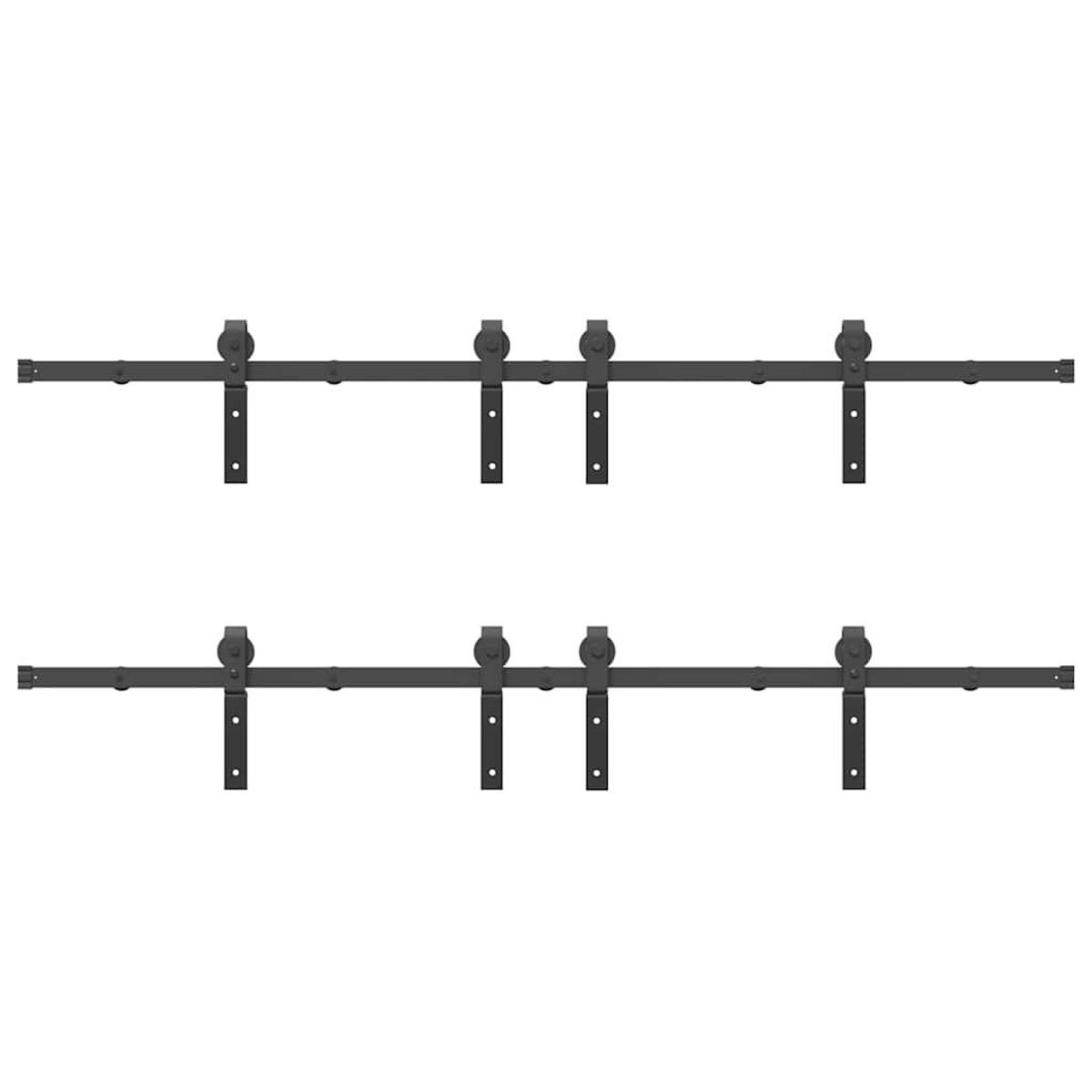 VIDAXL Kit de quincaillerie de porte coulissante 366 cm acier noir