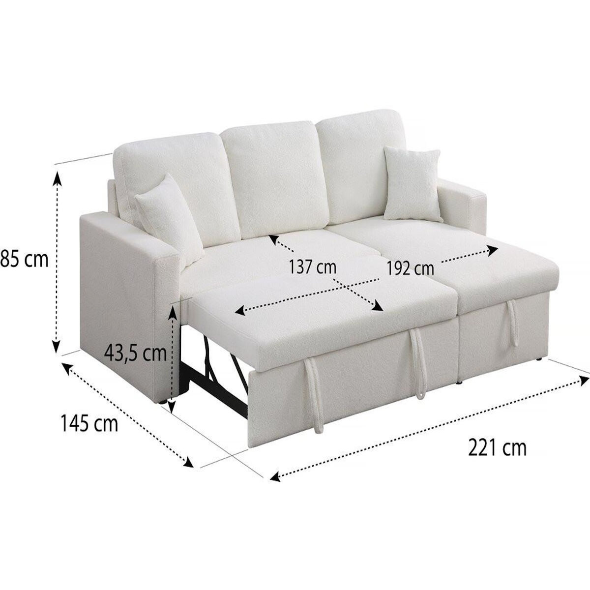 Habitat et Jardin Canapé d'angle convertible/reversible avec coffre  Alain  - 3 places - Bouclettes -  Blanc