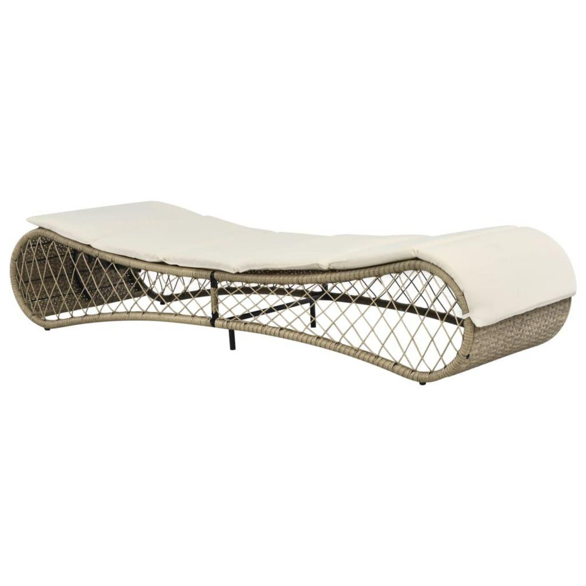 VIDAXL Chaise longue avec coussin Resine tressee Gris