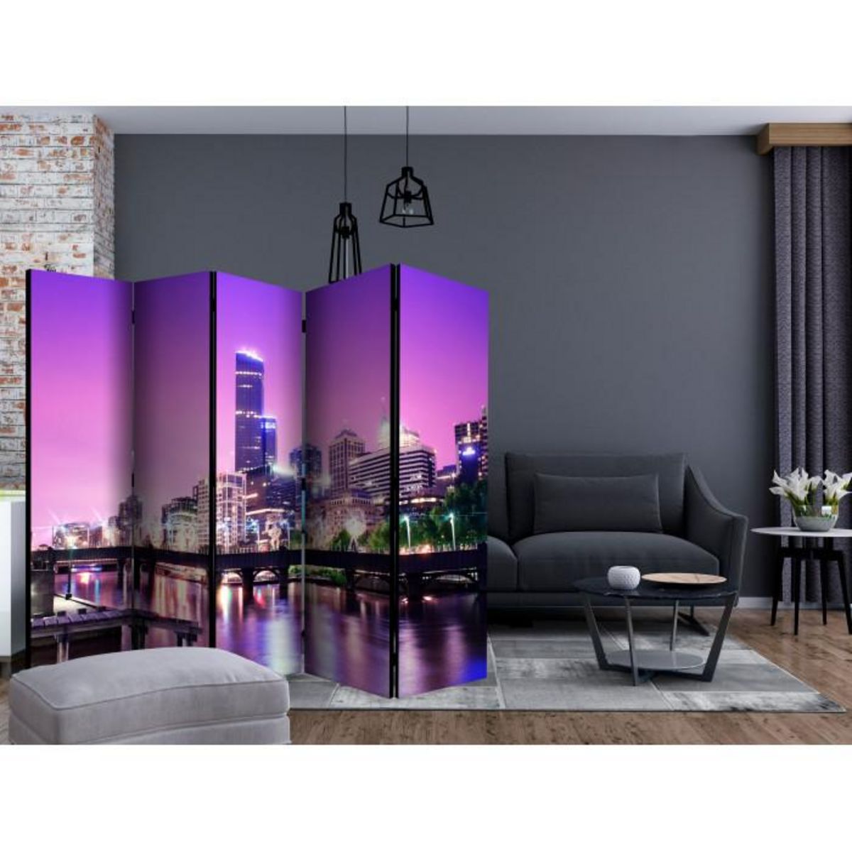 Paris Prix Paravent 5 Volets  Purple Melbourne  172x225cm