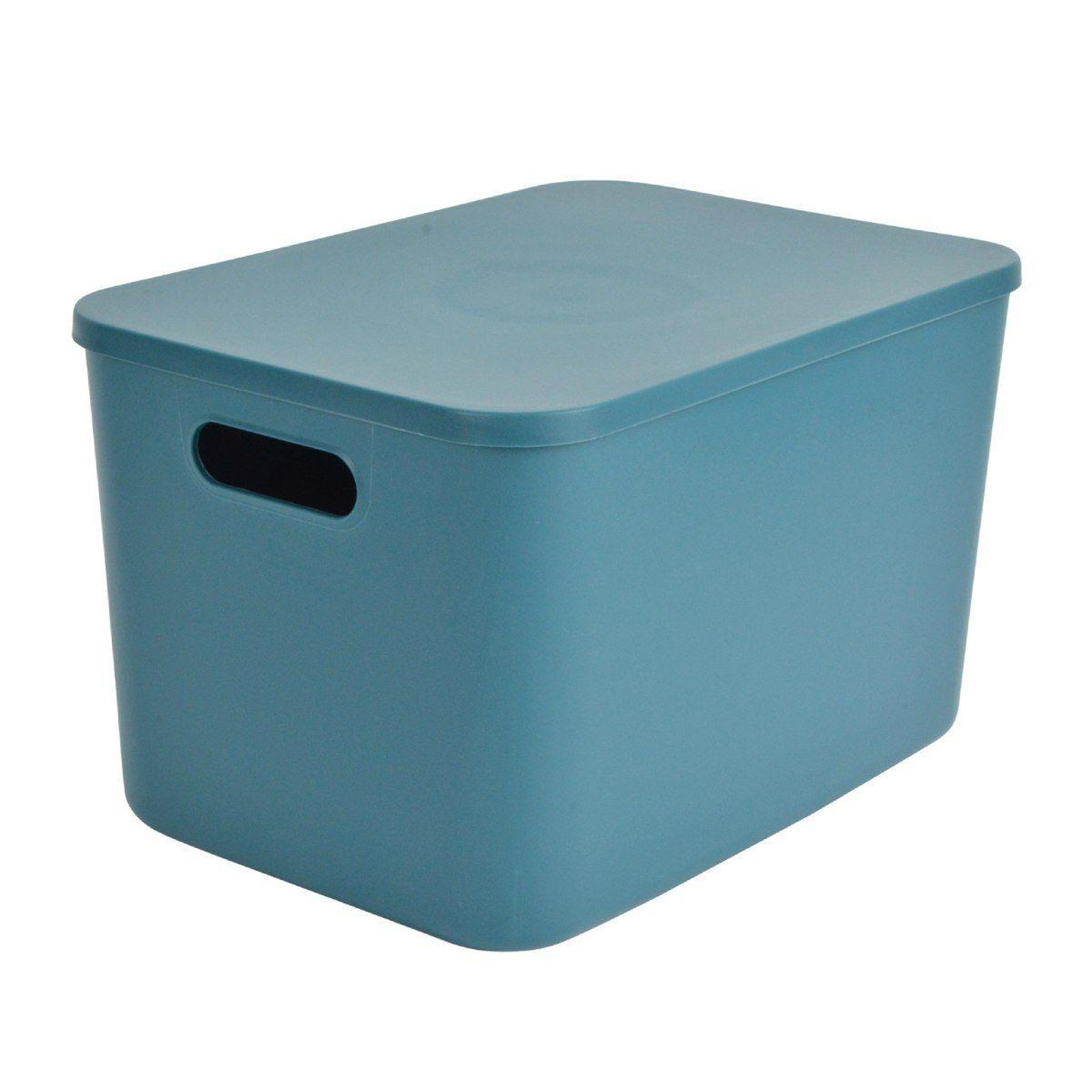 Voir la diapositive 1 : HOMEA Boîte de rangement avec couvercle  iris  15,5l emeraude