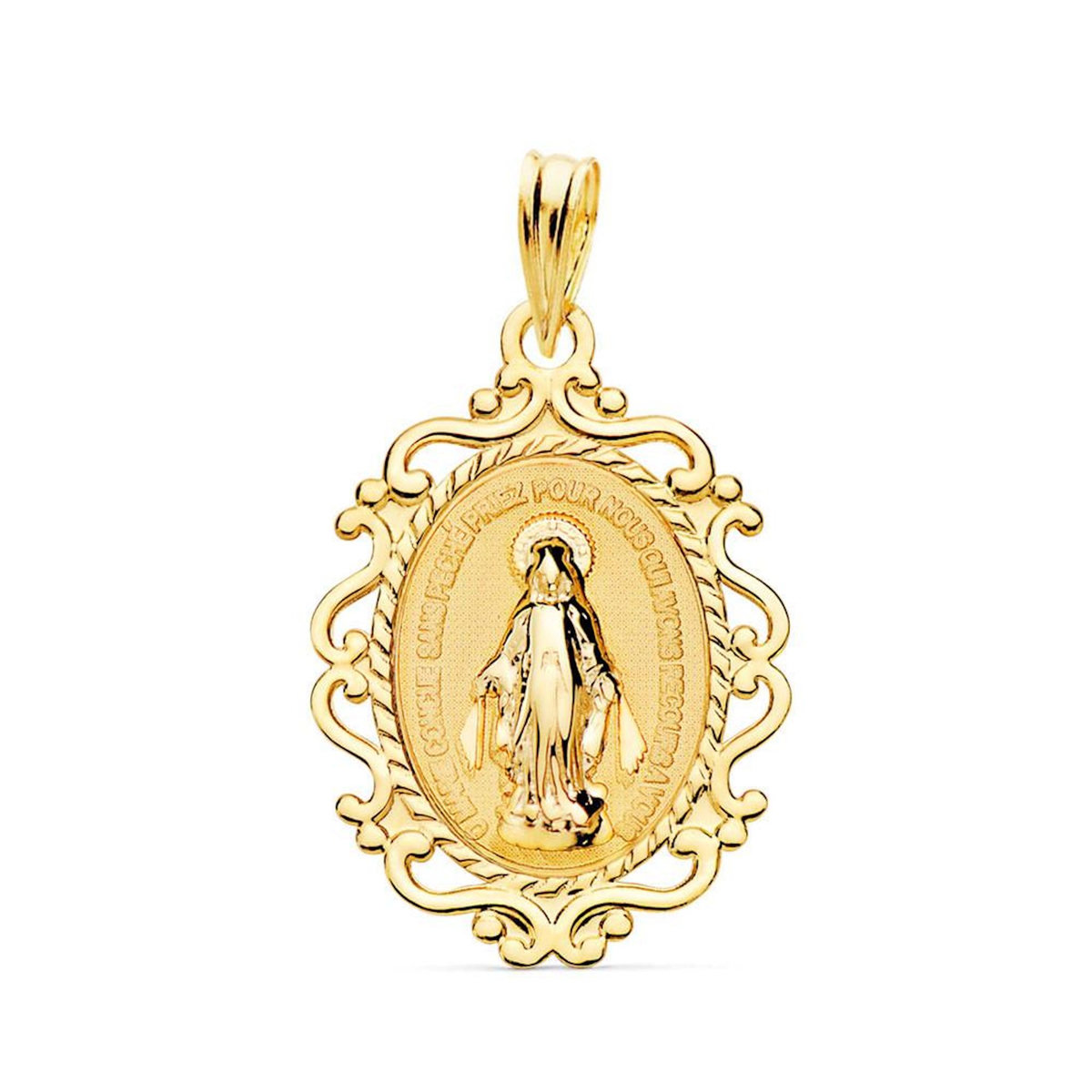 L'ATELIER D'AZUR Médaille Or 18 Carats 750 Jaune Vierge Miraculeuse Filigrane - Chaîne Offerte