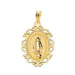 L'ATELIER D'AZUR Médaille Or 18 Carats 750 Jaune Vierge Miraculeuse Filigrane - Chaîne Offerte