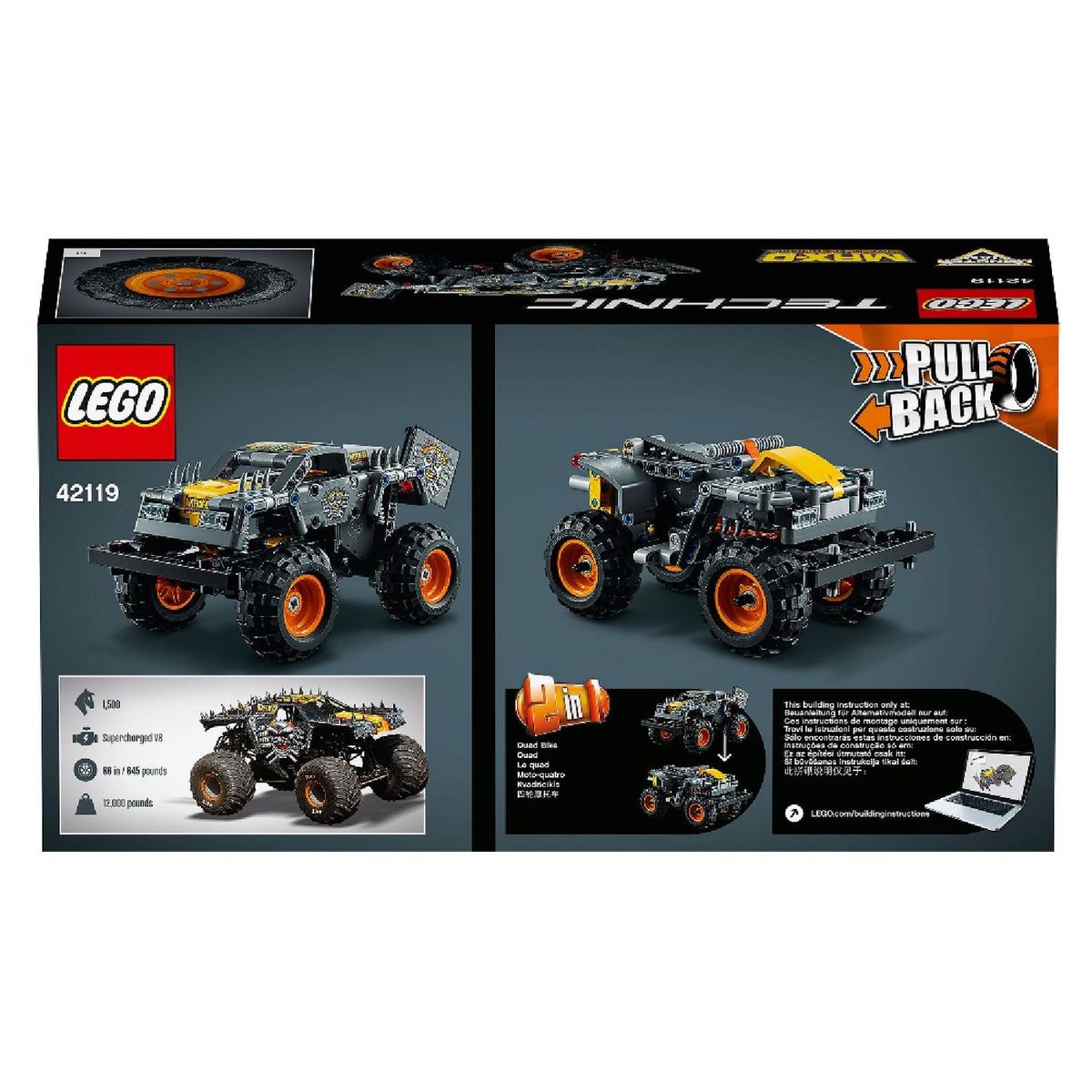 LEGO Technic 42119 - Monster Jam Max-D Camion et Quad