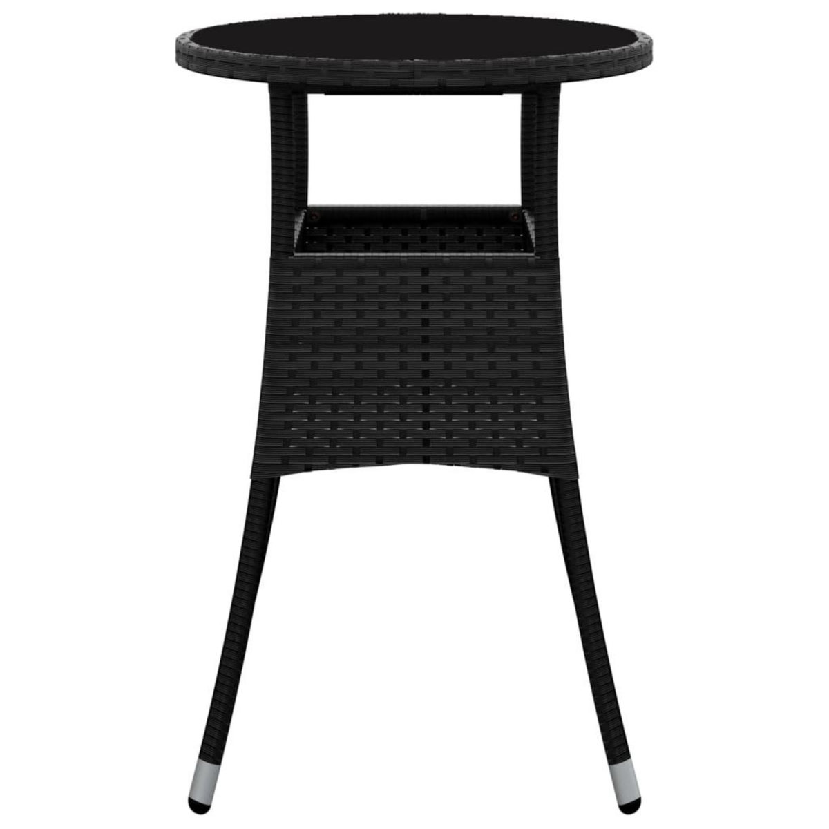 VIDAXL Table de jardin Ø60x75 cm Verre trempe/resine tressee Noir