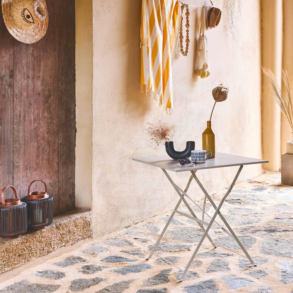 SWEEEK Table jardin bistrot pliable - Emilia carrée - Table carrée 70x70cm en acier thermolaqué