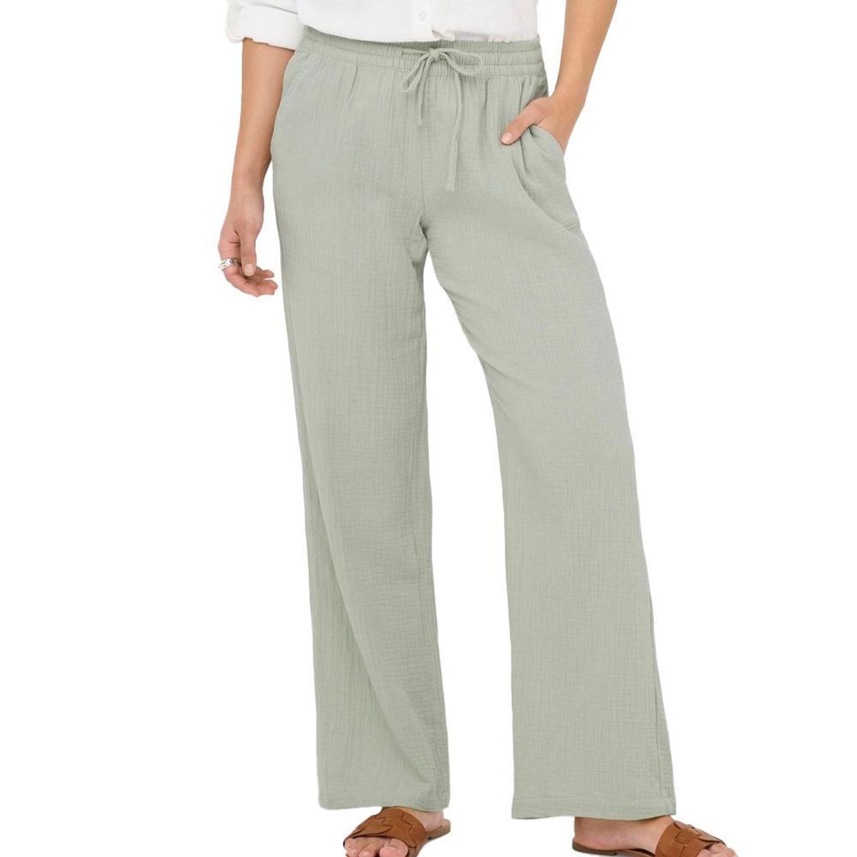 JACQUELINE DE YONG Pantalon Fluide Vert Femme JDY PHANTOM