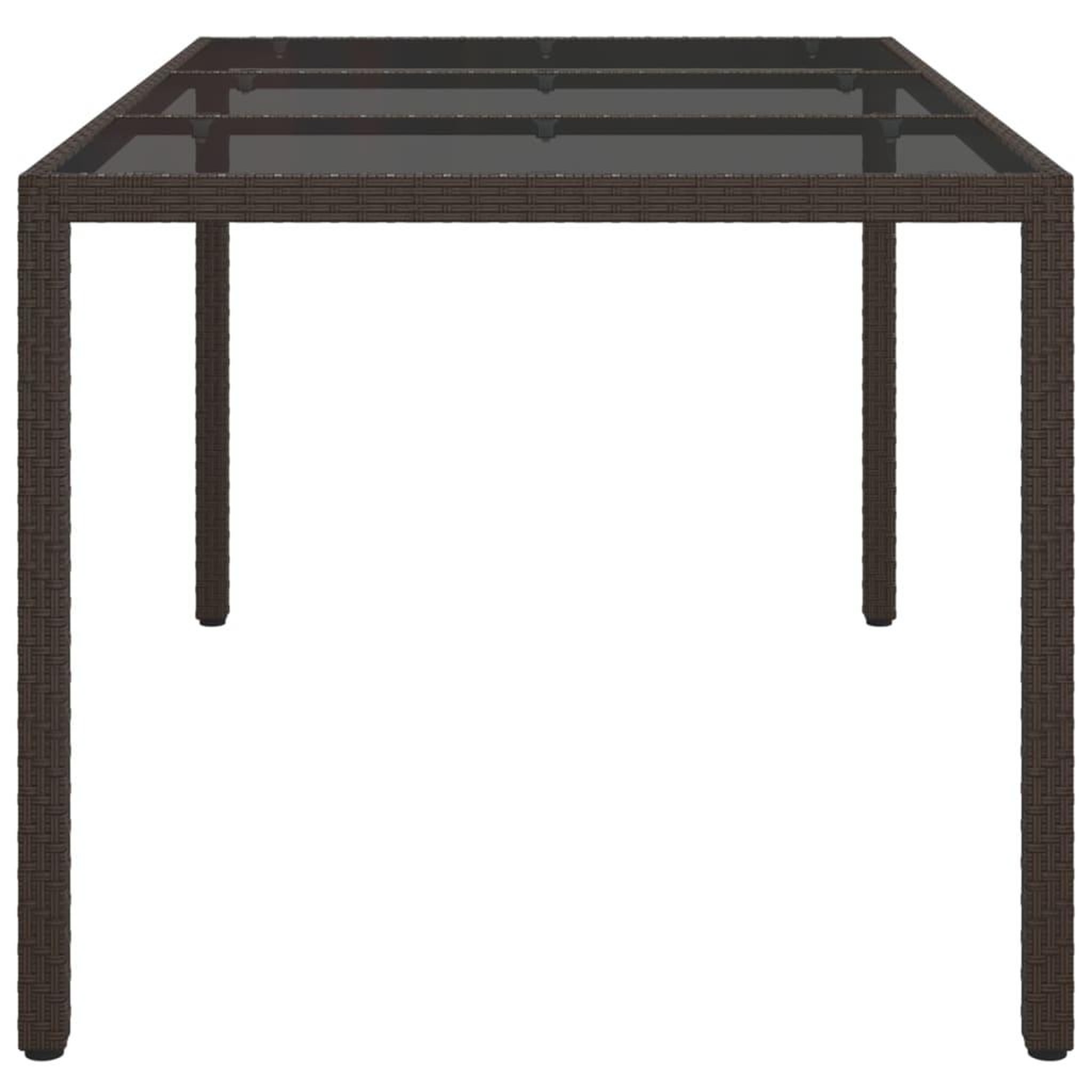 Voir la diapositive 4 : VIDAXL Table de jardin 150x90x75 cm Verre trempe/resine tressee Marron