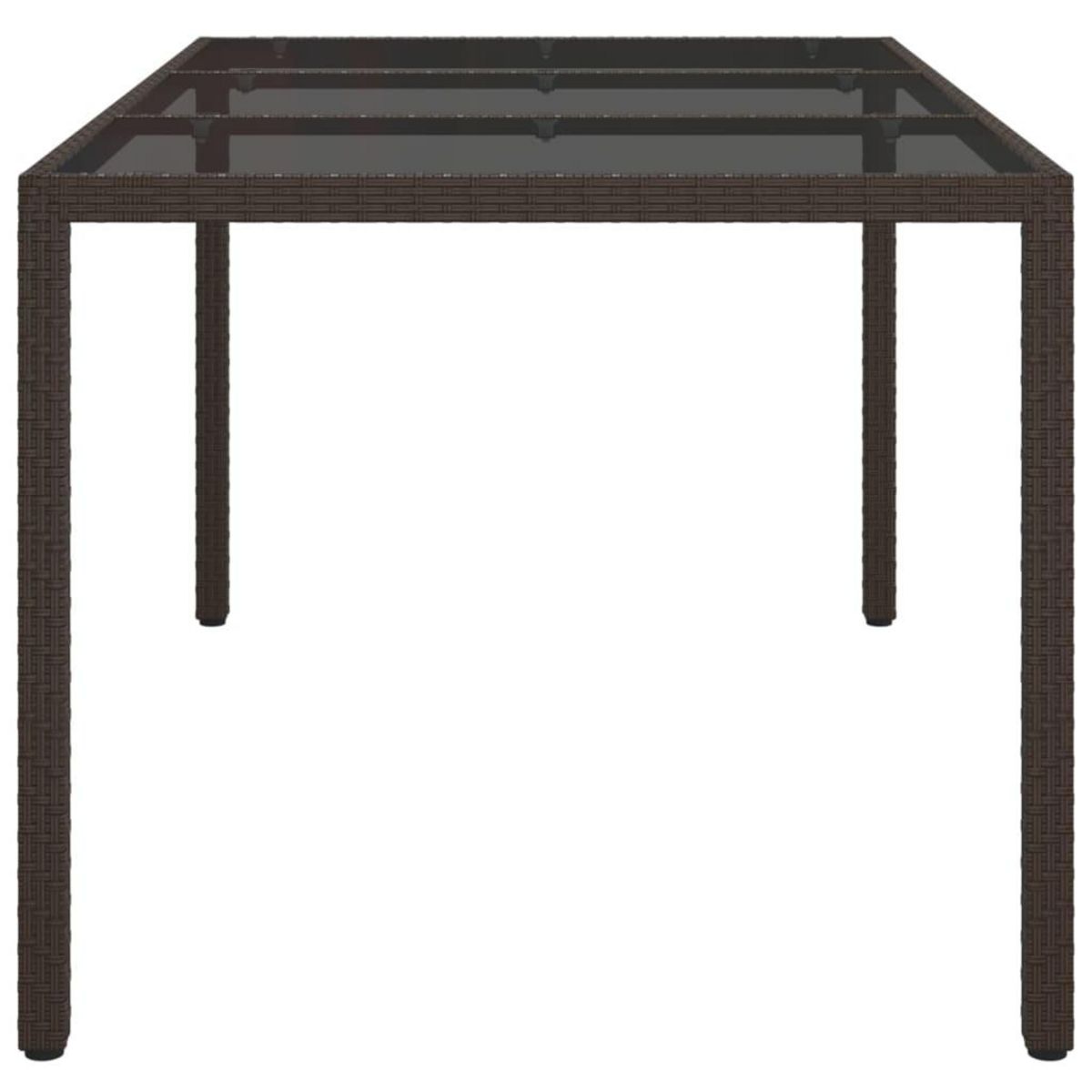 VIDAXL Table de jardin 150x90x75 cm Verre trempe/resine tressee Marron