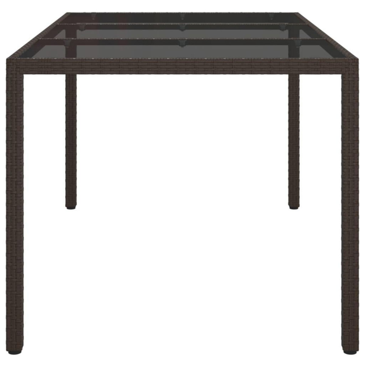 VIDAXL Table de jardin 150x90x75 cm Verre trempe/resine tressee Marron