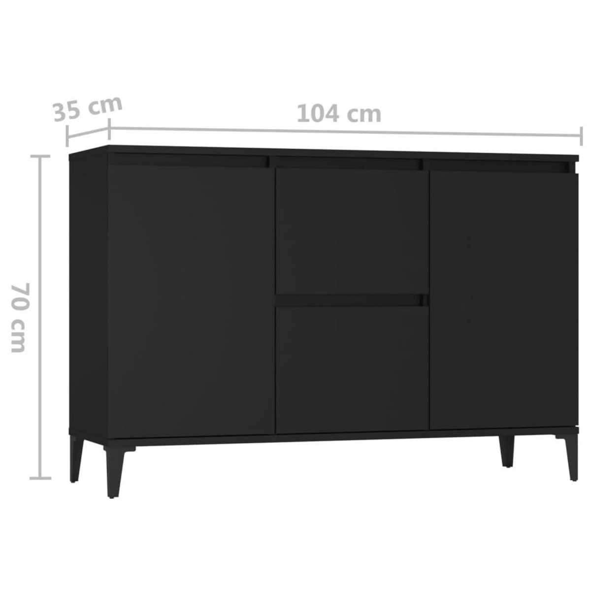 VIDAXL Buffet noir 104x35x70 cm bois d'ingenierie